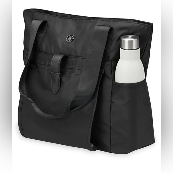 GAIAM Black Tote Bag with White Yoga Mat Holder - Picture 4 of 7